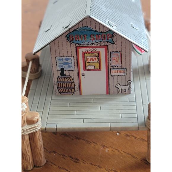 Hallmark Cards 2000 Bait Shop w/ Boat Nostalgic Metal Holiday Christmas Ornament - Picture 6 of 14